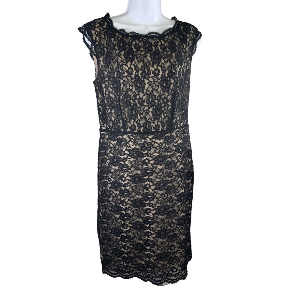 LOFT Dress Size 6 Black Floral Lace Lined Sheath Zip Elegant Party Whimsigoth